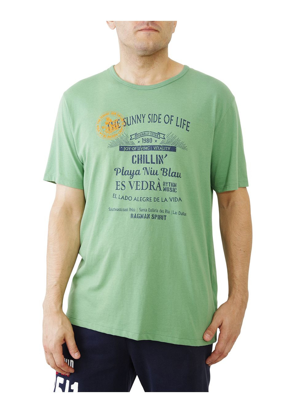 Зеленая футболка-футболка мужская для мужчин Ragman