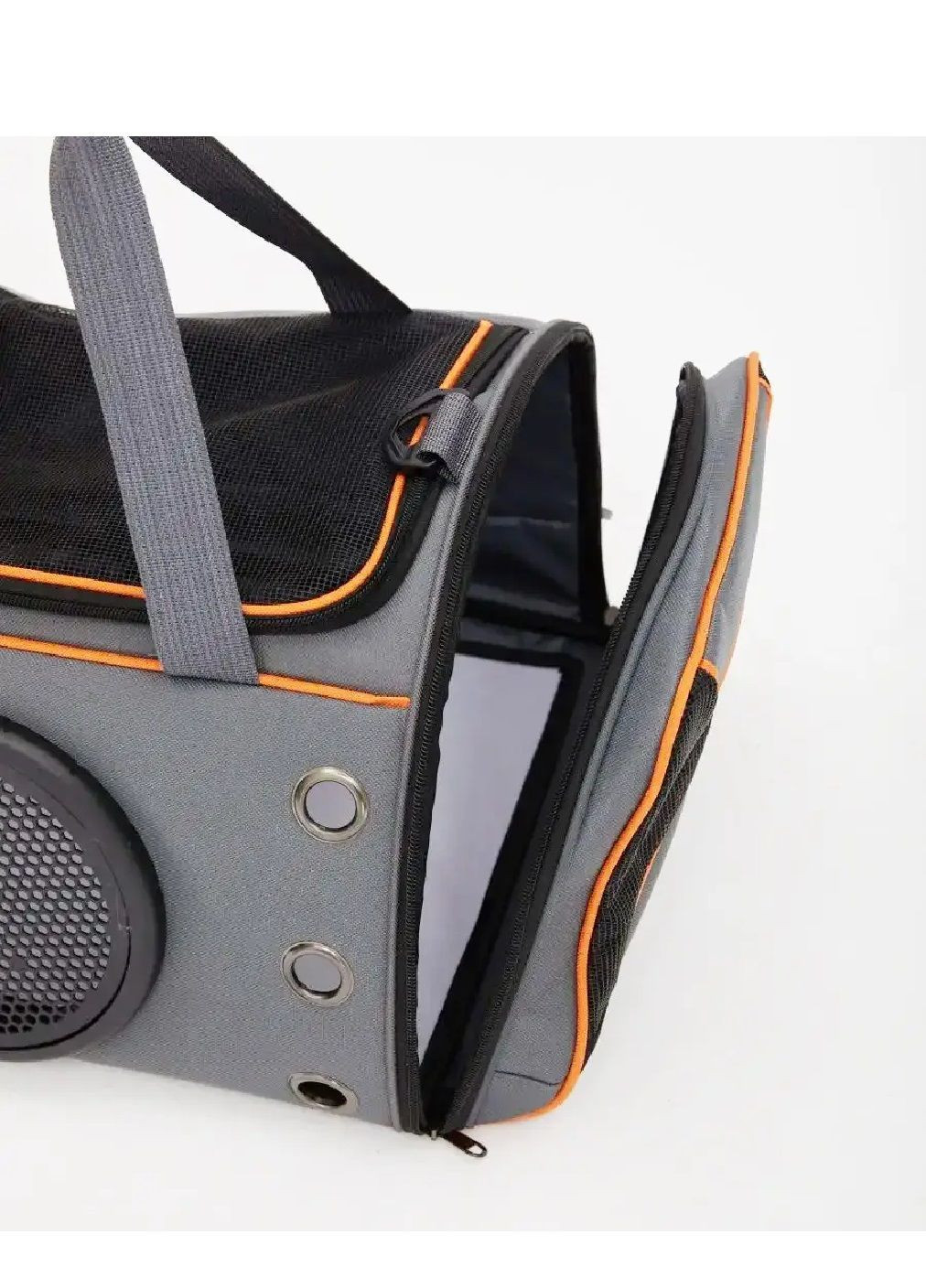 Сумка переноска для животных кошек собак с вентиляцией иллюминатором 46x30x26 см размер L (477341-Prob) Серая с оранжевым Unbranded (299193456)