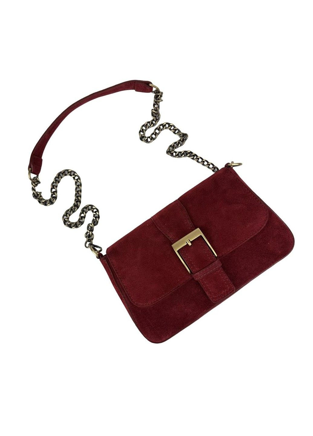 Кросбоді замшеве бордове з ланцюжком Italy F-IT-012BO Firenze (315688242)