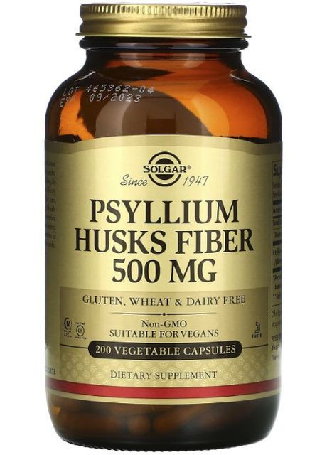 Подорожник Psyllium Husks Fiber 500 мг 200 вег капсул Solgar (357342399)
