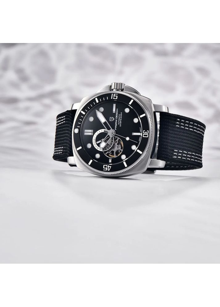 Годинник механічний з автопідзаводом сріблястий для чоловіків квадратний з сапфіровим склом ProDobro (367265699)