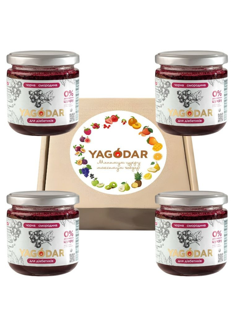 Набор джемов для диабетиков на пектине Черная смородина 4 шт (2333380385) YAGODAR (361785049)