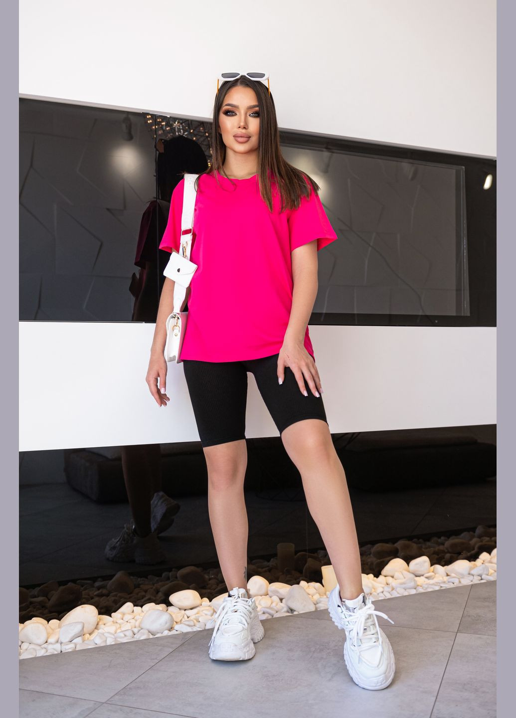 Малинова літня базова жіноча футболка з коротким рукавом Fashion Girl Enkel