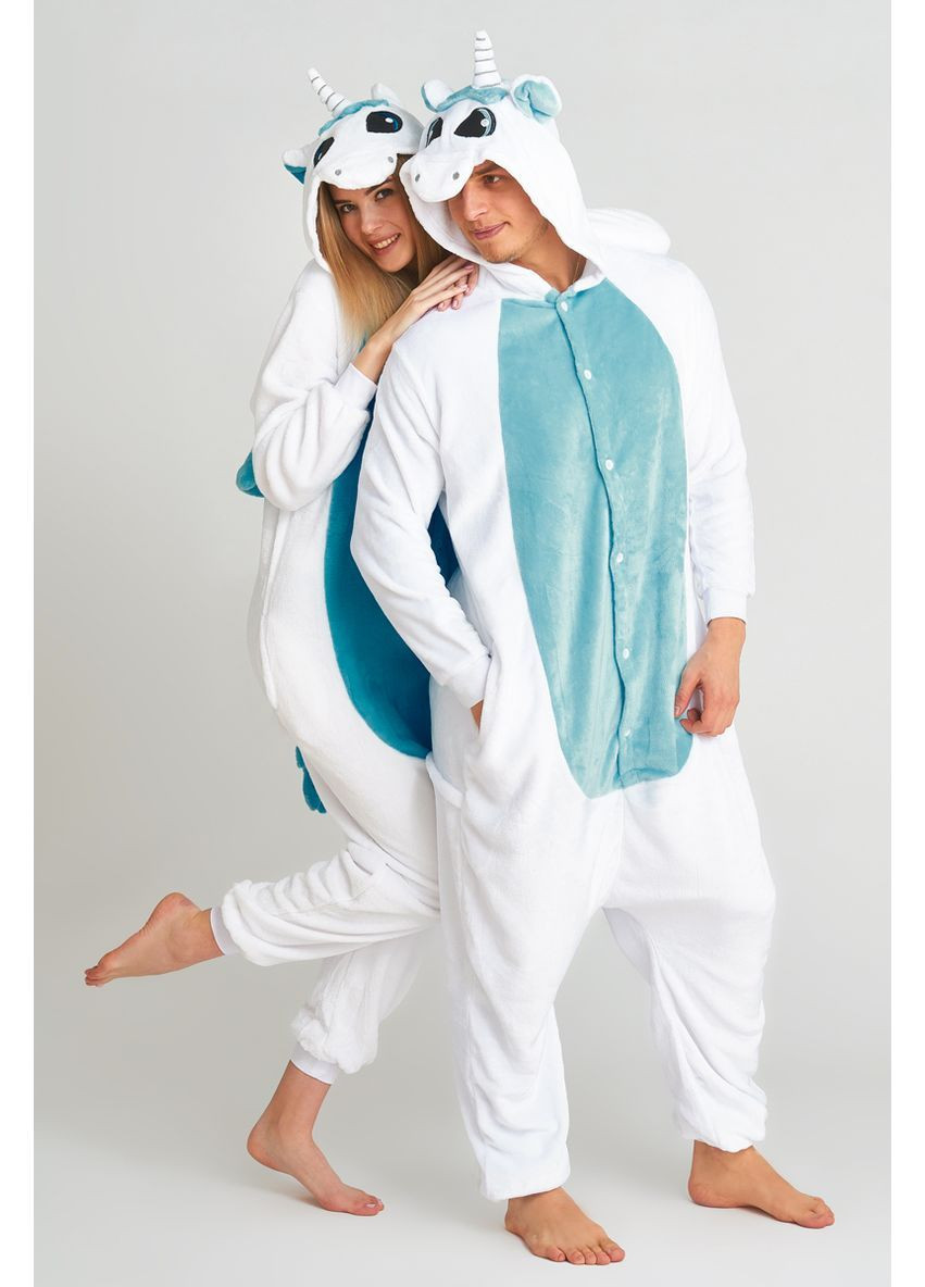Пижама кигуруми Единорог Бело-голубой L (165-175 см) Jamboo (369669168)