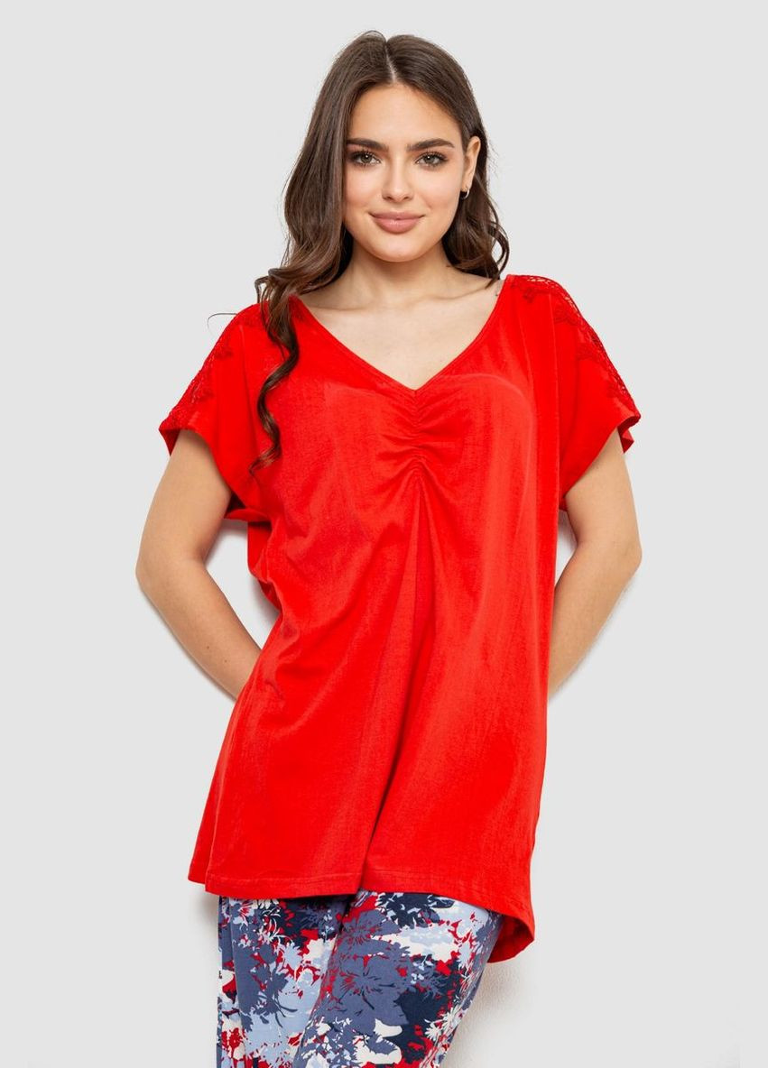 Червона жіноча піжама з принтом, колір червоний, 243r1602-006 Isik