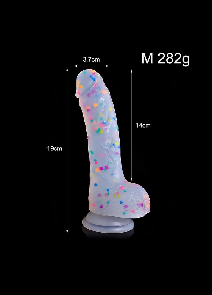 Фаллоімітатор Marty Party M 19 см напівпрозорий з кольоровим вкрапленням всередині силікону Focus (303907144)