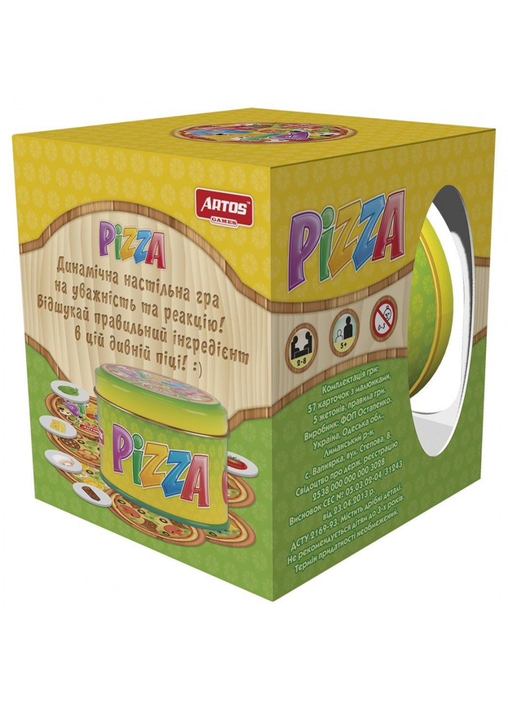 Настольная игра "Пицца" 1045, 70 круглых карт Artos Games (331298152)