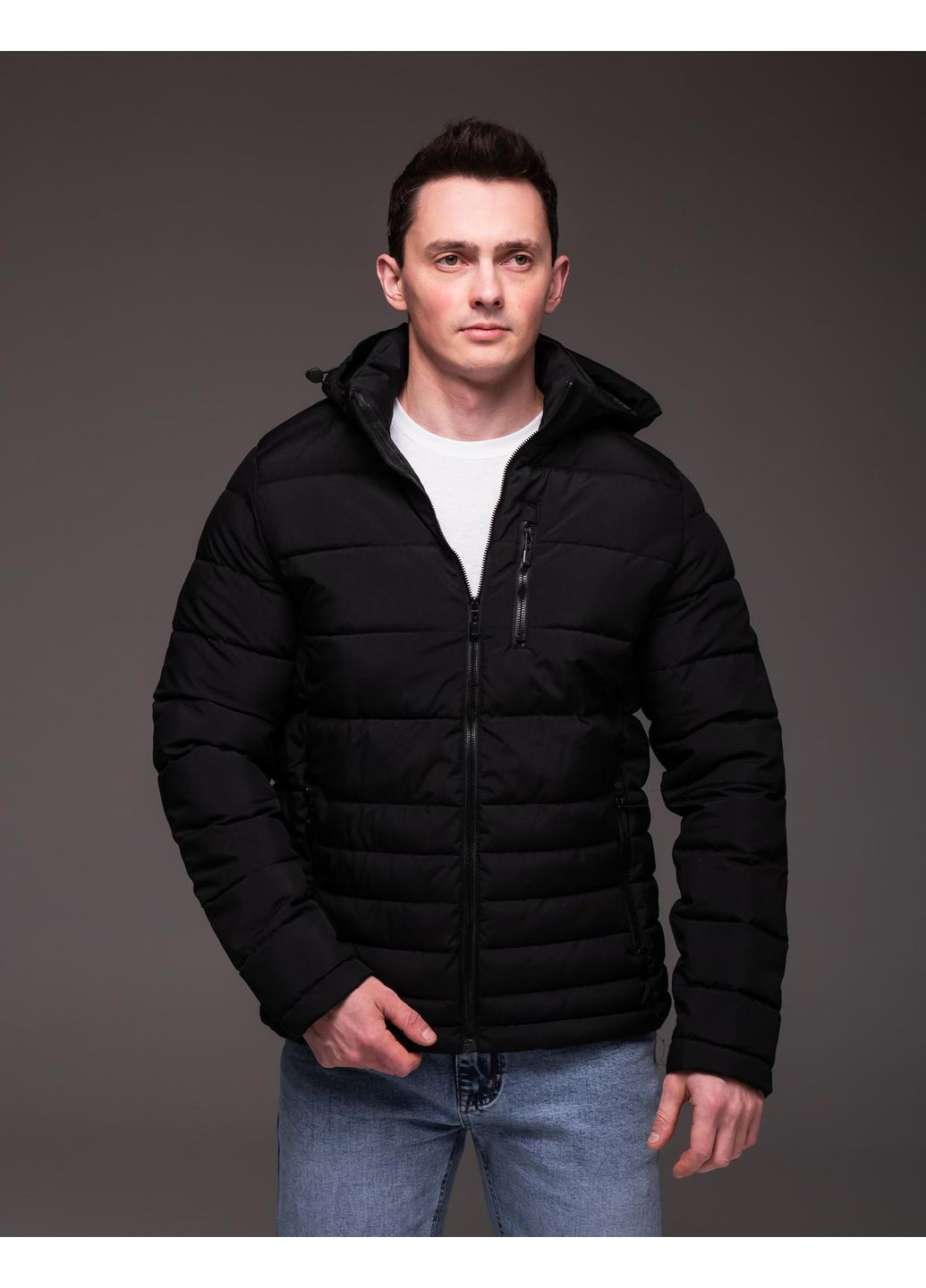 Черная демисезонная куртка мужская утепленная No Brand