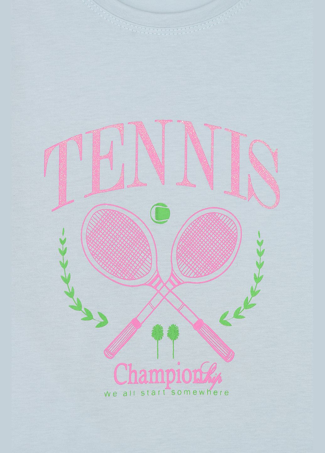 Голубая летняя футболка с коротким рукавом для девочки цвет голубой цб-00277077 No Brand