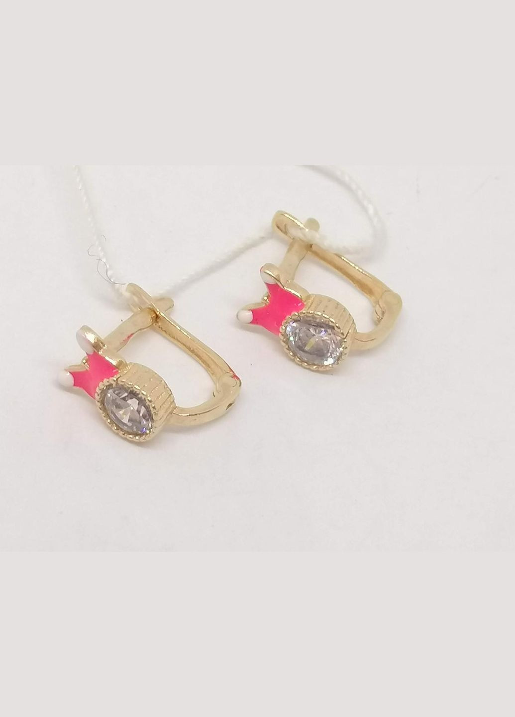 Золотые серьги с фианитами и эмалью. 105349 Столична Ювелірна Фабрика (272154805)