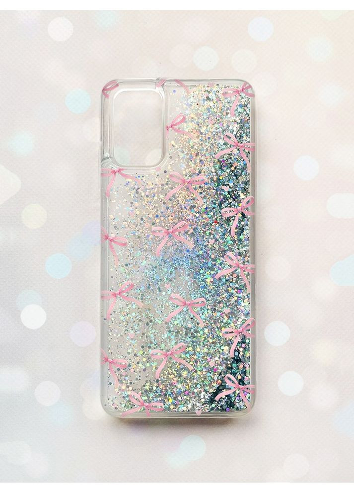 Чохол з плаваючими срібними блискітками на Samsung Galaxy A03s (A037) Бантики (принт 404) Creative (355409245)