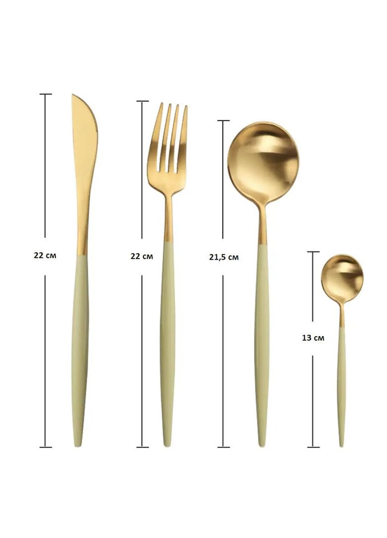 Ложка чайна золотого кольору з оливковою ручкою з нержавійки. Прилади для ресторанів кафе та будинку REMY-DECOR (293152685)