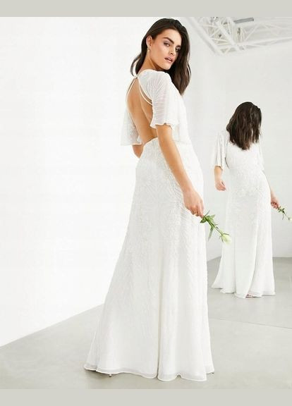 Молочна святковий сукня з відкритою спиною Asos однотонна