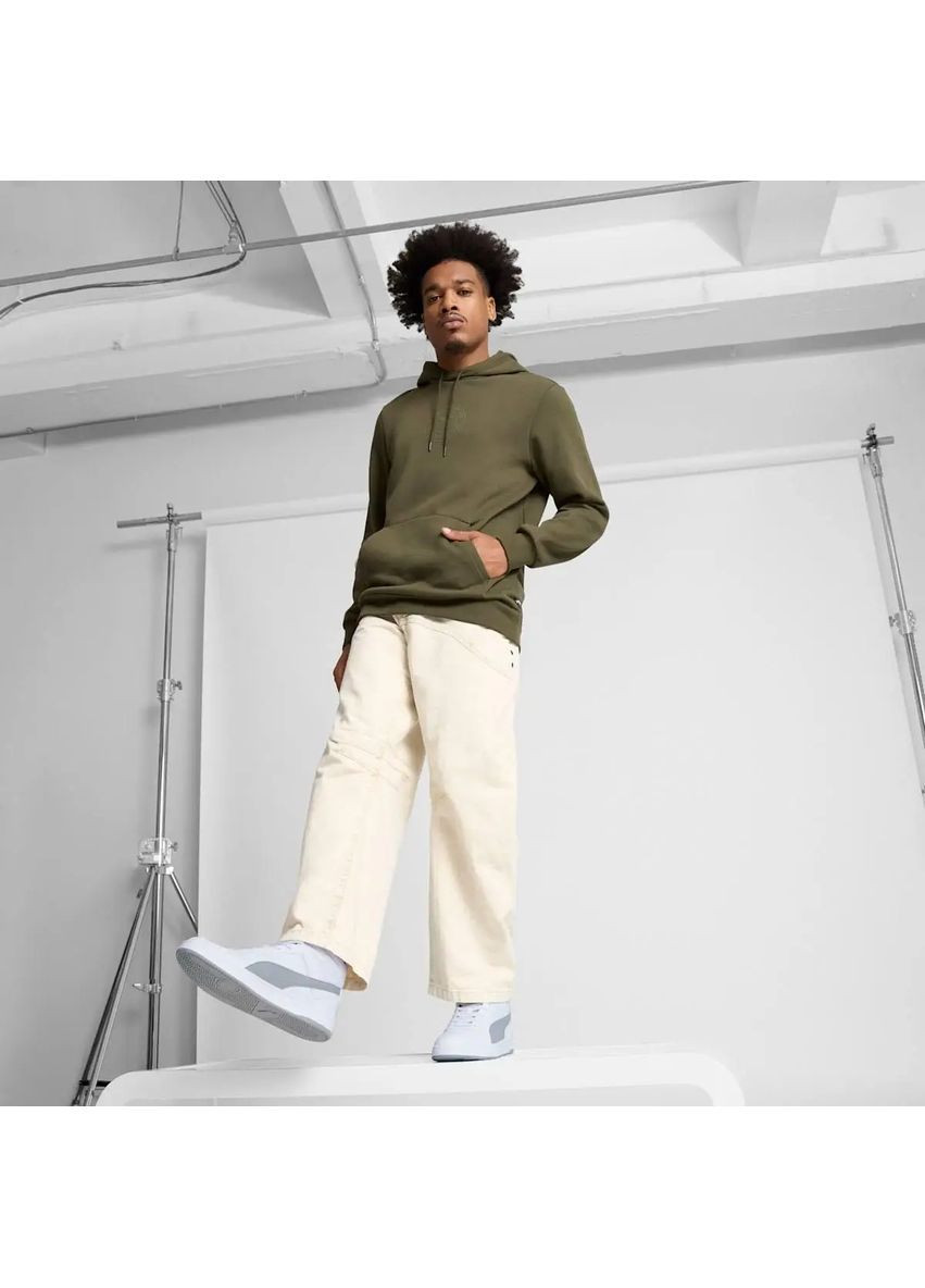 Білі Осінні кросівки 400980-04 шкіряні оригінал чоловічі високі біло-cірі Puma Dribble Mid