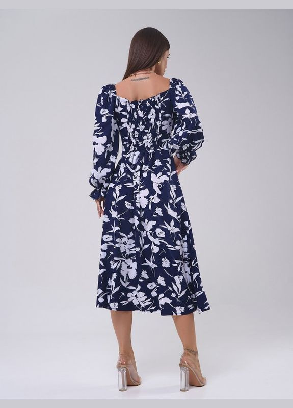 Темно-синее платье sa-559 темно-синее ISSA PLUS однотонное