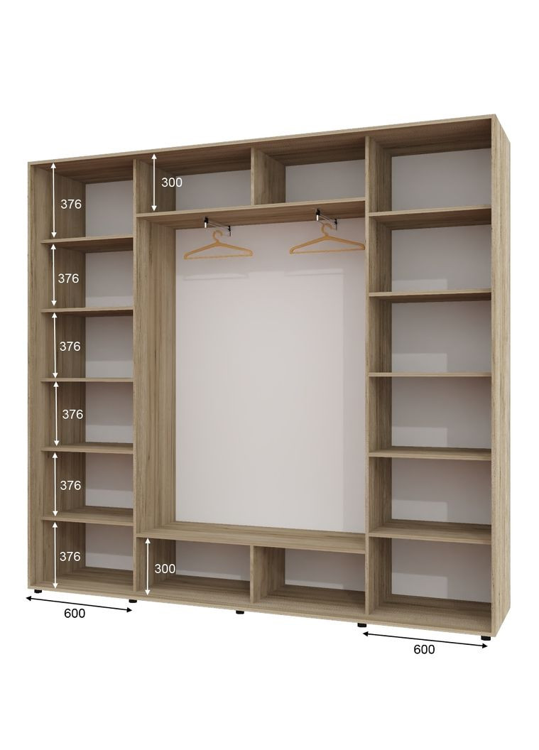 Шкаф-купе трехдверный 250*45*240 Дуб крафт серый Зеркало с пескоструйным рисунком ШК-05 Алекса (360479397)