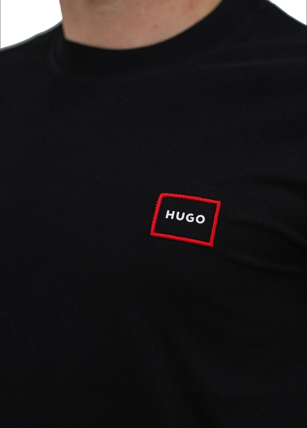 Чорна футболка чоловіча Hugo Boss Logo Label Patch