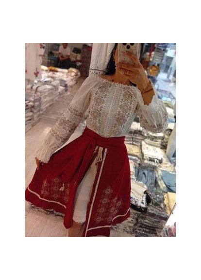 Біла жіноча бавовняна сукня вишиванка чорна з мереживом та чорною вишивкою You Best (352167936)