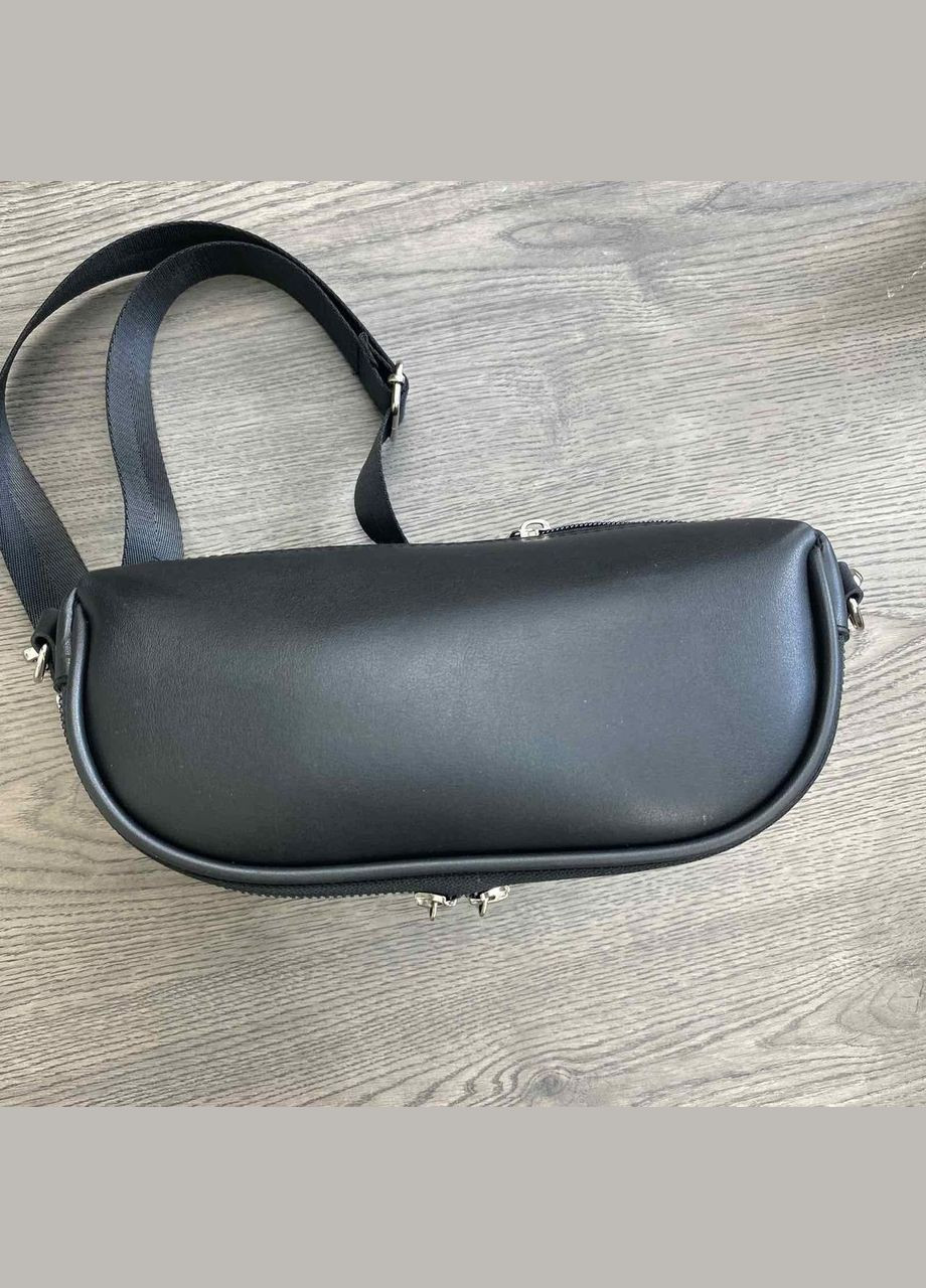 Женская сумка слинг бананка кросс-боди из экокожи черная белая (sku_993) No Brand (330575709)