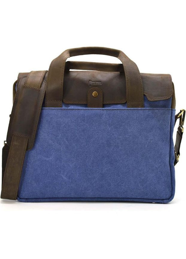 Сумка портфель через плечо для мужчин из текстиля и натуральной кожи для документов А4 для ноутбука Синий 40580 TARWA (361401026)