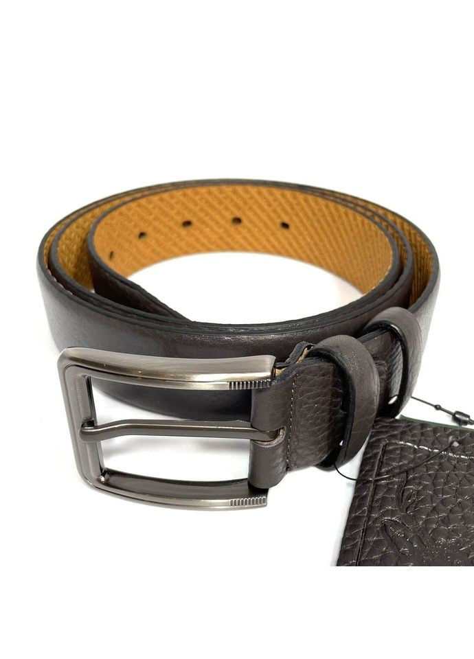 Ремінь зі шкіри оленя 35 мм коричневий, класична пряжка t19060 Sergio Torri (358052601)