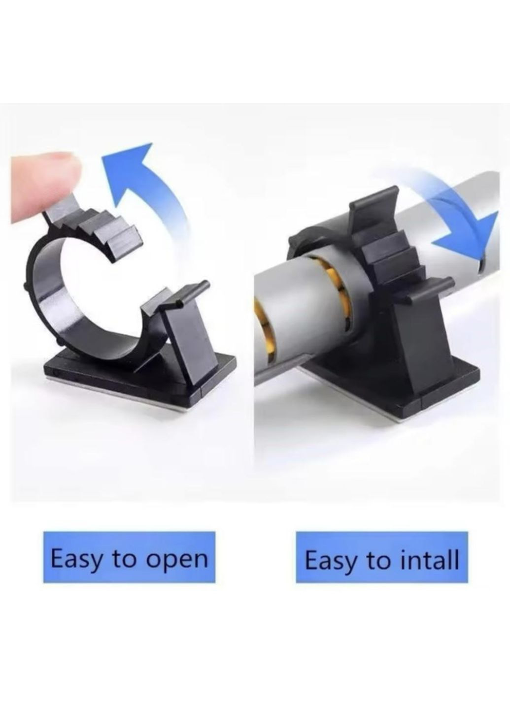 Фиксатор-зажим кабеля органайзер для крепления проволоки гофры стяжки самоклеящиеся 3М Y 15 шт Черный Captain (360547085)