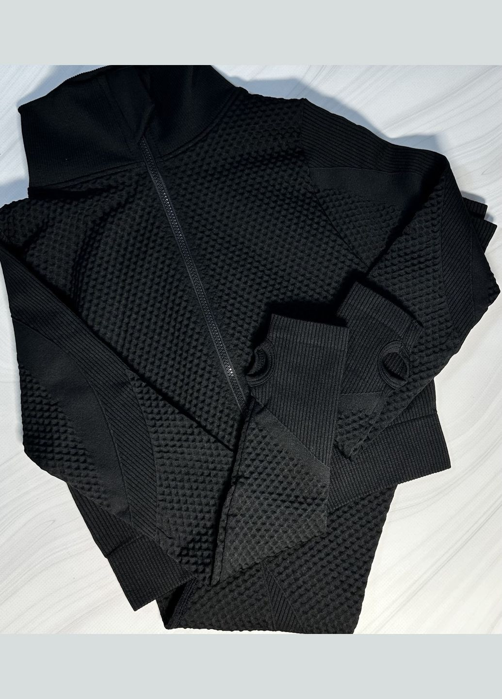 Спортивний комплект (костюм для фітнесу), легінси без пуш-ап + рашгард на блискавці No Brand (322331183)