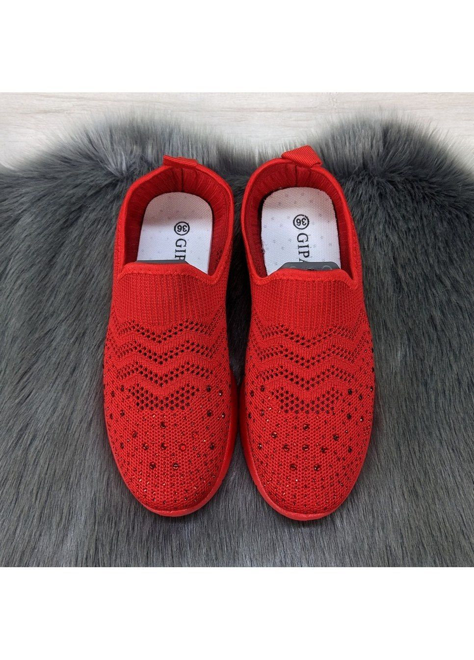 Червоні літні кросівки жіночі текстильні без шнурків Gipanis