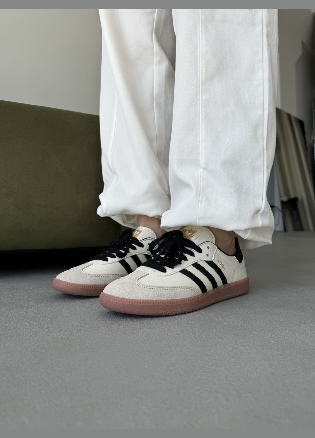 Кроссовки женские и мужские Adidas Samba beige | Адидас Самба бежевые No Brand бежевые демисезоны (316507754)