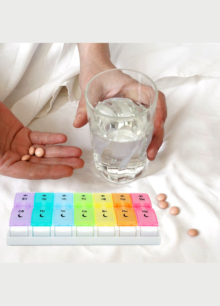 Органайзер для таблеток MVM на 7 днів Різнобарвний (PC-12 COLOR) МВМ (365280780)