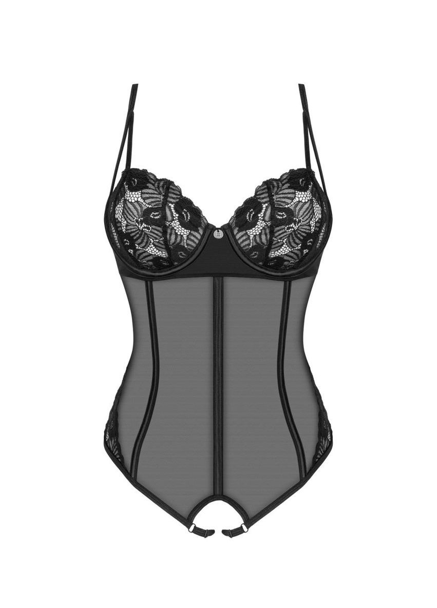Боді з відкритим доступом Serena Love crotchless teddy, чорний, Obsessive (336206687)