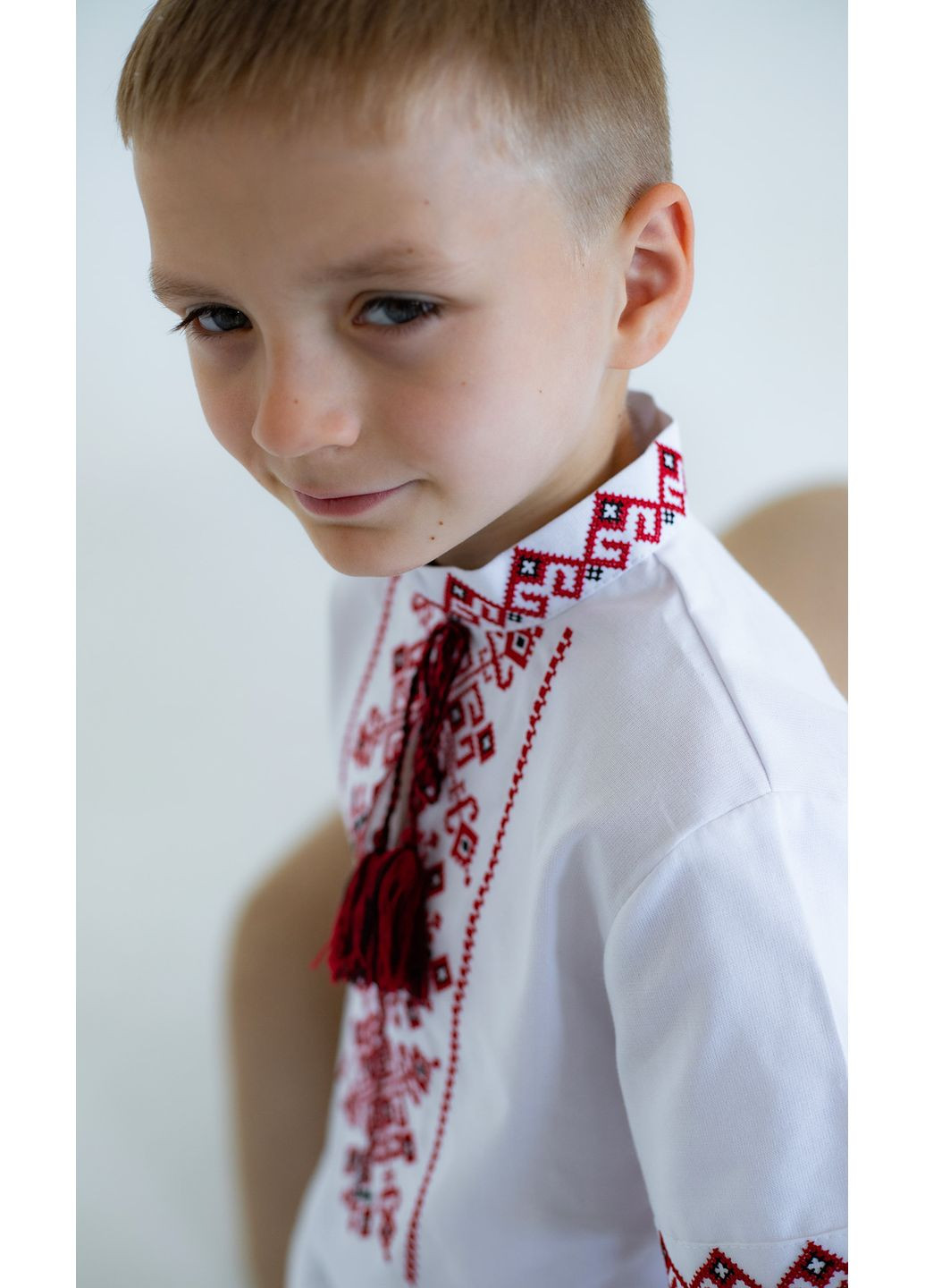 Белая вышиванка для мальчика vishivano4ka 7176-4к узор геометрический хлопок (361310626)