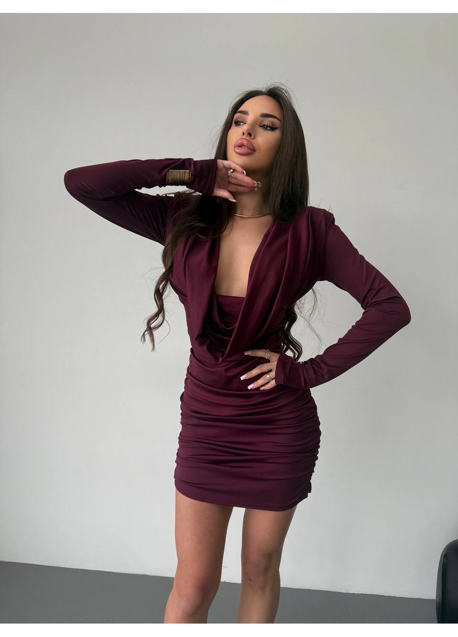 Бордовое праздничный, вечернее платье Україна однотонное