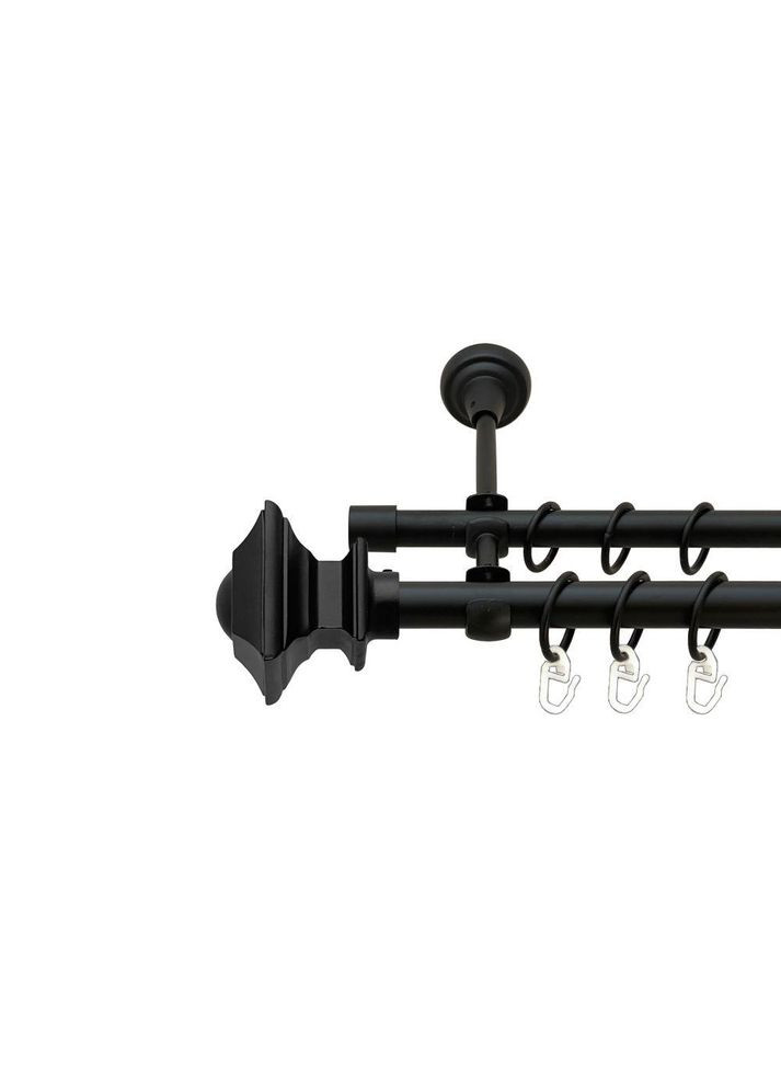 Карниз для штор Савона металлический двухрядный гладкая труба кольцо металлическое Черный 19\19 мм 300 см ORVIT (299335817)