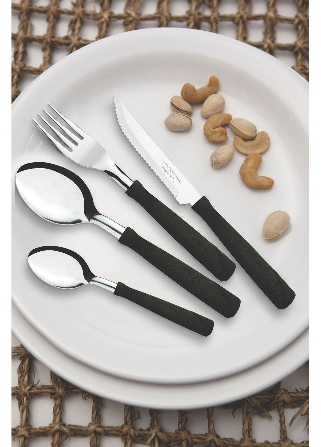 Столові прилади NEW KOLOR набір стол.прил.25пр в лотку чорні ручки (23198/075) Tramontina (365278239)