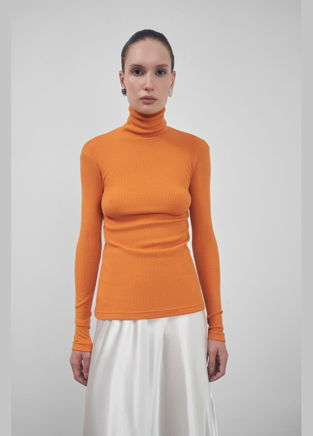 Базовый гольф в рубчик из ангоры оранжевого цвета FLOW (313453241)