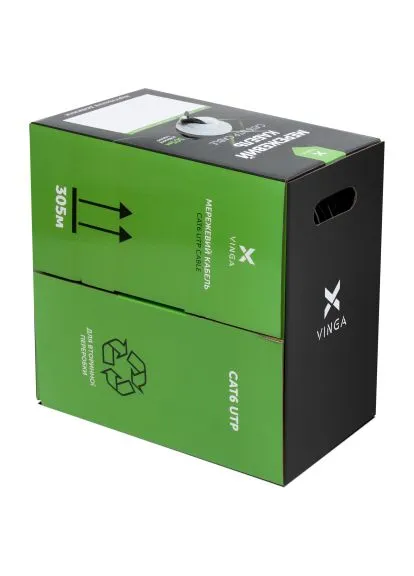 Кабель мережевий UTP Cat6 CCA 4 пари 305 м (VCDCU6CA305) Vinga UTP Cat6 CCA 4 pairs 305 m (389991892)