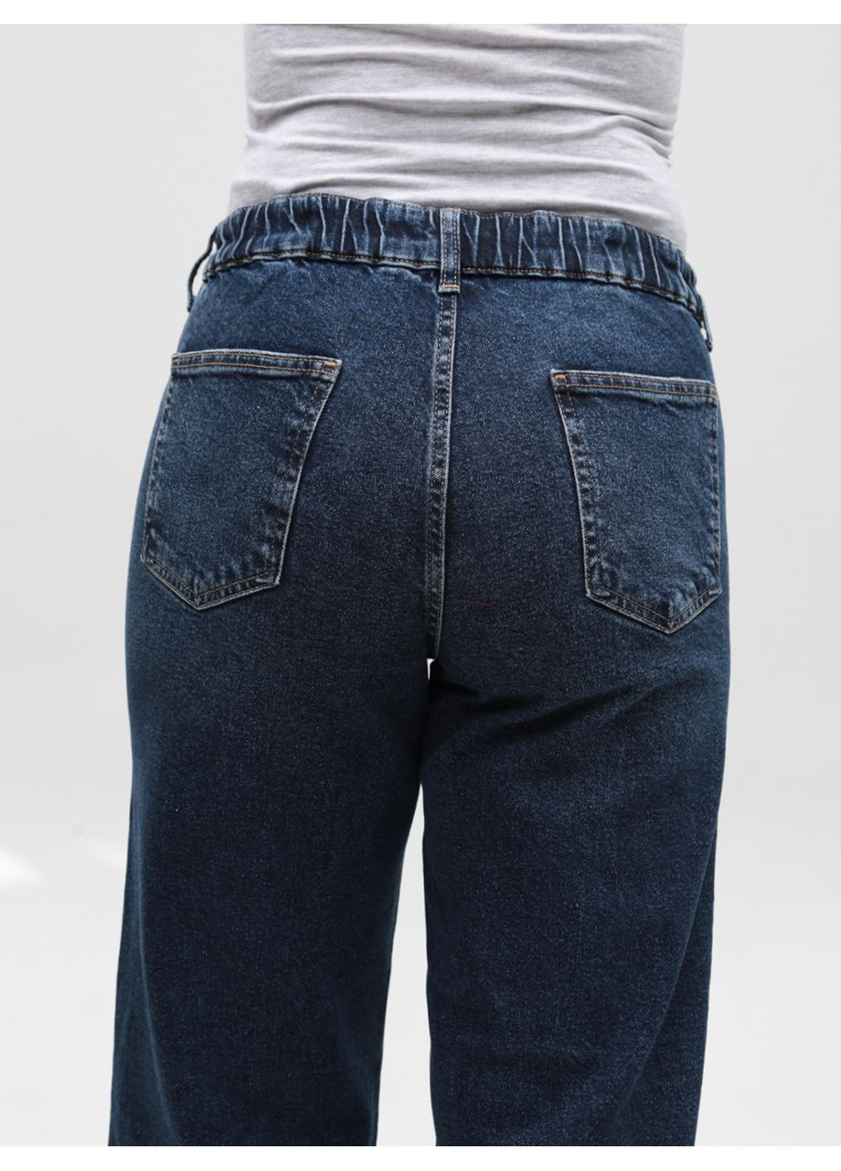Джинсы женские широкие темно-синие с резинкой на поясе Палаццо John Richone - (361066594)