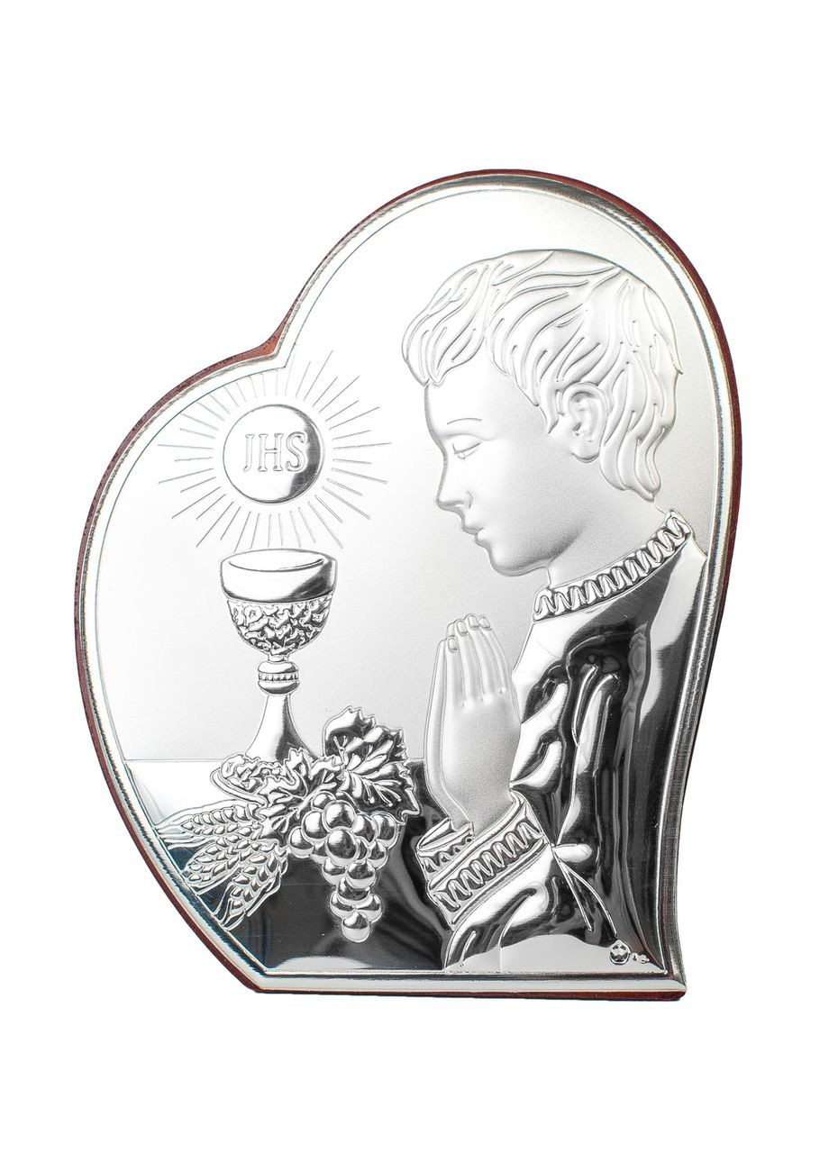 Серебряная икона "Молитва" 8,5х10,7см для мальчика Prince Silvero (266265891)