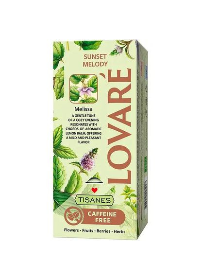 Чай Tisanes Sunset Melody з листя меліси 31.2 г (24 шт. х 1.3 г) Lovare (316684996)