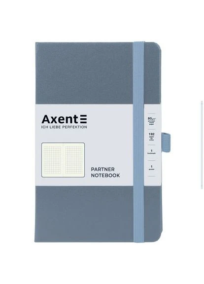 Книга записная Partner, 125*195, 96л, клетка, серая Axent (390015979)