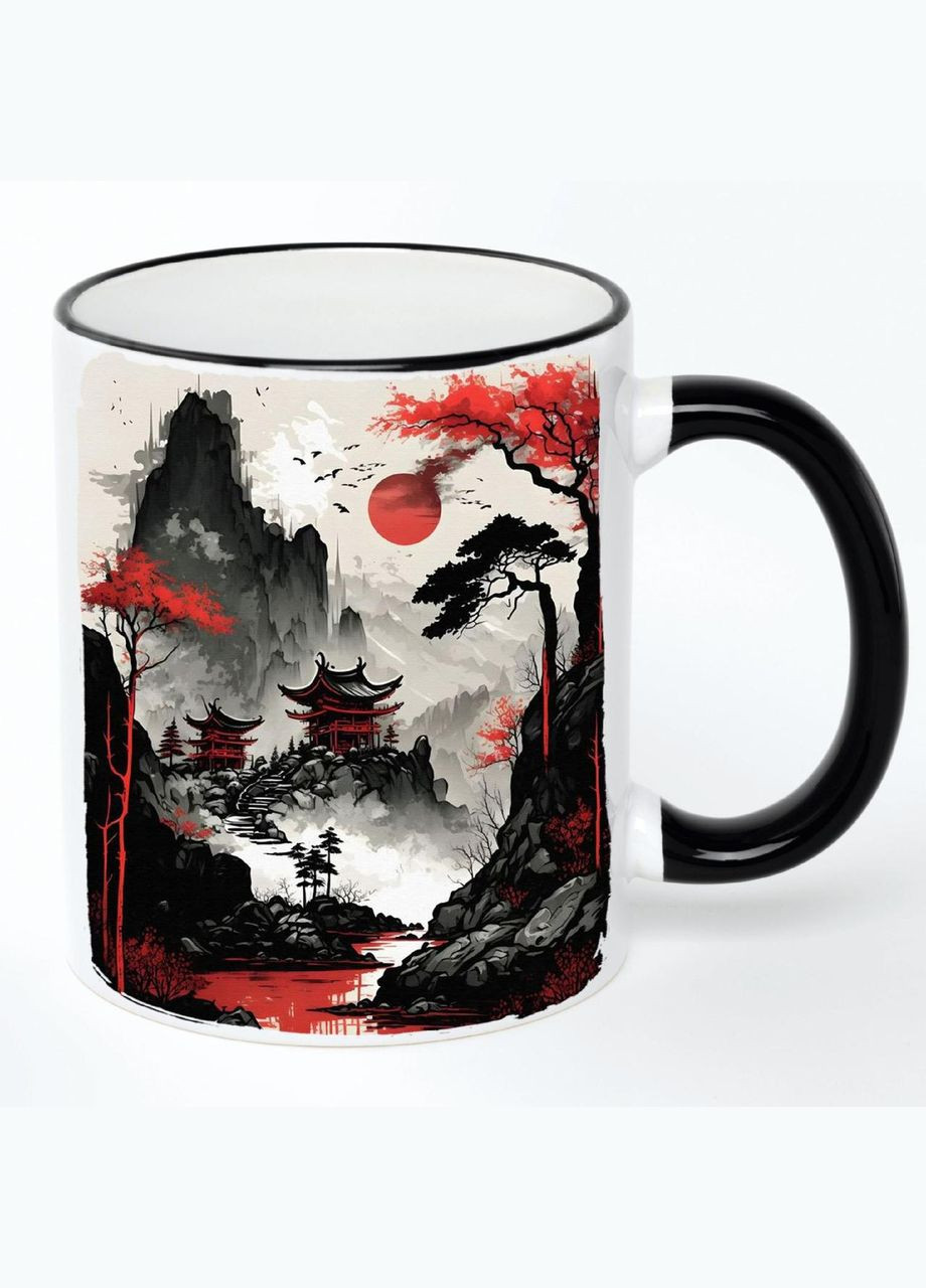 Чашка Japan (кружка, кружка) #005 Белая с черной ручкой 330 мл No Brand (322715347)