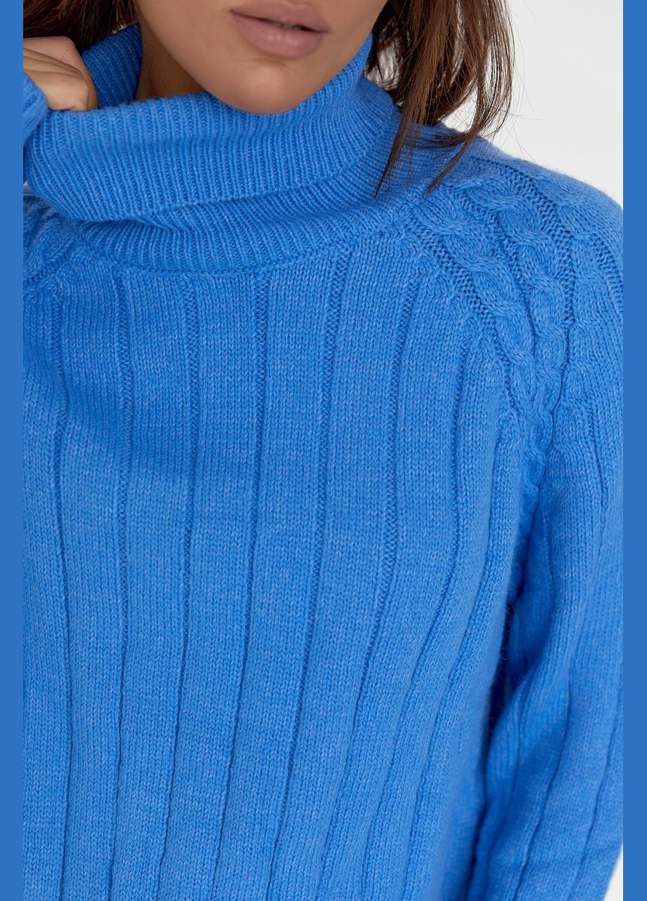 Синій демісезонний жіночий в'язаний светр з рукавами-регланами 01031 Lurex