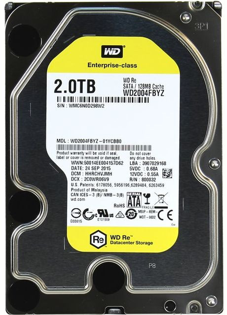 Накопитель HDD SATA 2.0TB RE 7200rpm 128MB (WD2004FBYZ) WD (316465952)