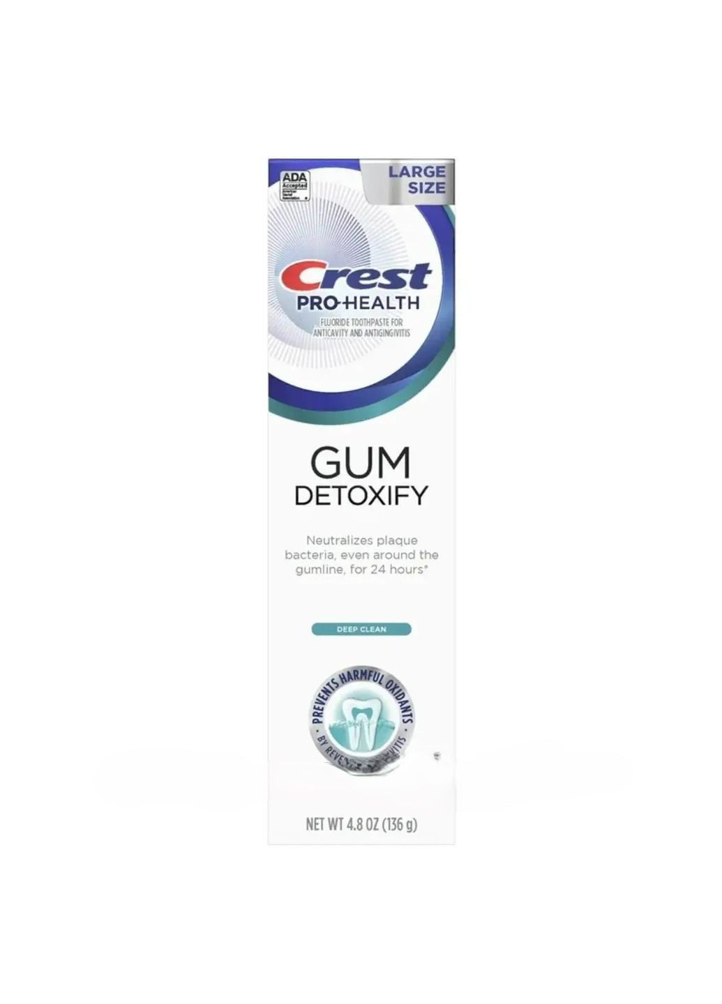 Зубна паста Глибоке очищення та детоксикація від мікробів Gum detoxify Toothpaste Deep clean 136гр Crest slim fit (370442199)