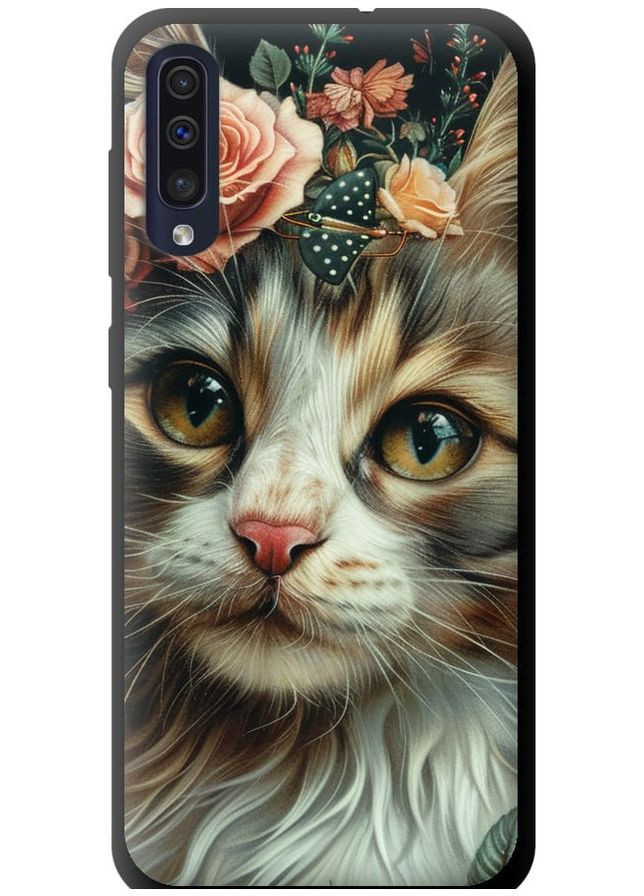 TPU черный чехол 'Cats and flowers' для Endorphone Samsung Galaxy A50 2019 A505F (287271616)