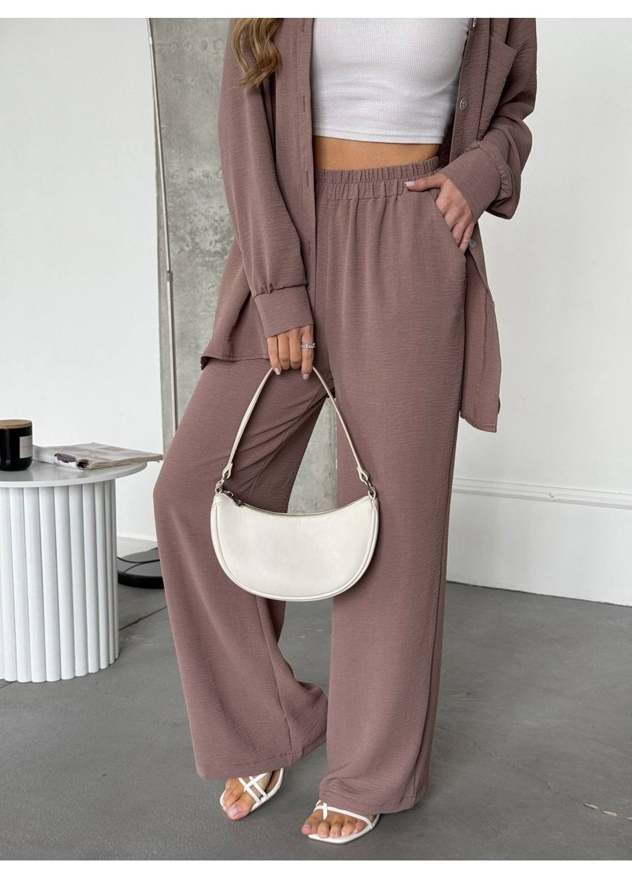 Костюм в свободном стиле рубашка и брюки американская креп жатка Україна (351486554)