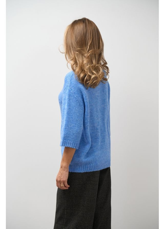 Блакитний демісезонний светр з коротким рукавом 2811 Bellise