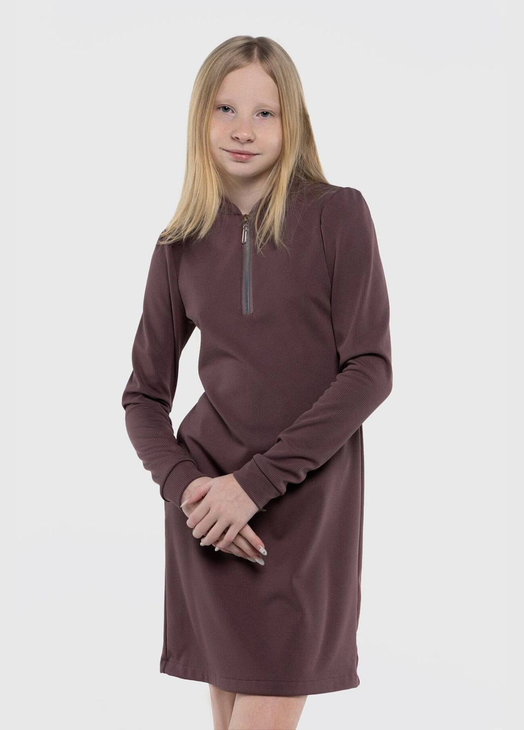 Комбинированное платье однотонное для девочки 2362 158 см темно-пудровый (2000990232038d) shop (2000990232038) MyChance (365040919)