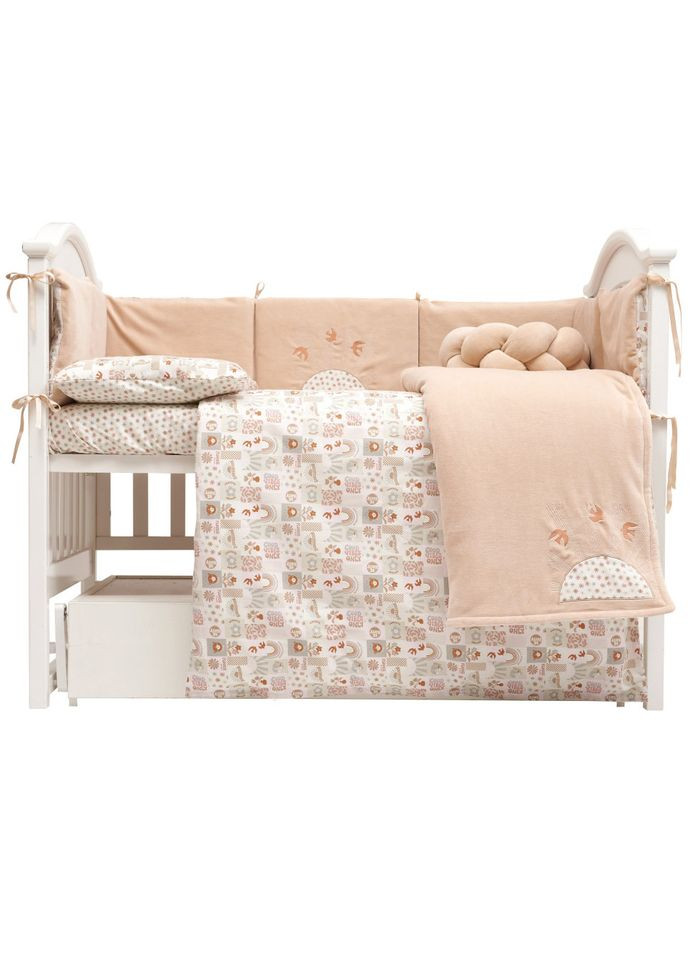 Постельный комплект Be Happy с пледом, 8 элементов, бежевый () Twins 4078-TBH-02 (361147426)